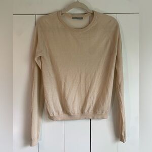 COS Women’s Sweater Cream Crewneck Sheer Back Size Small‎